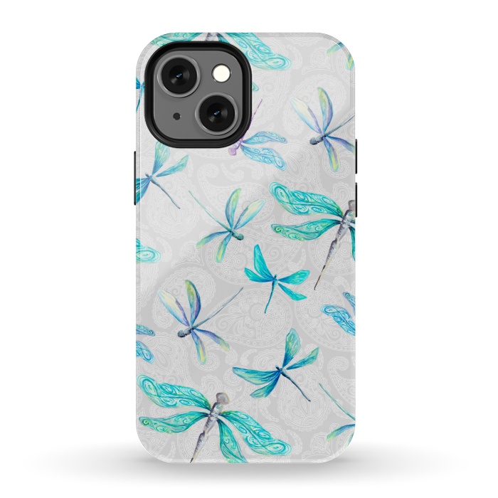 iPhone 13 mini StrongFit Dragonflies on Paisley by gingerlique
