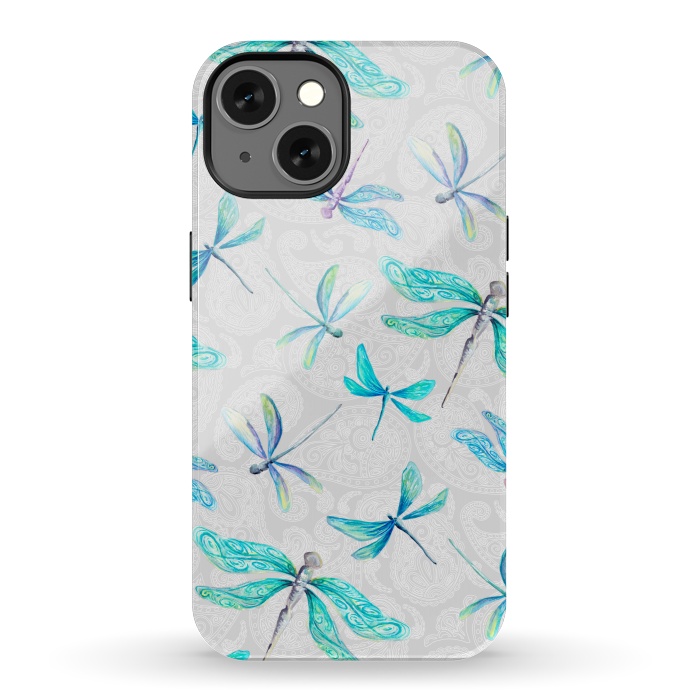 iPhone 13 StrongFit Dragonflies on Paisley by gingerlique