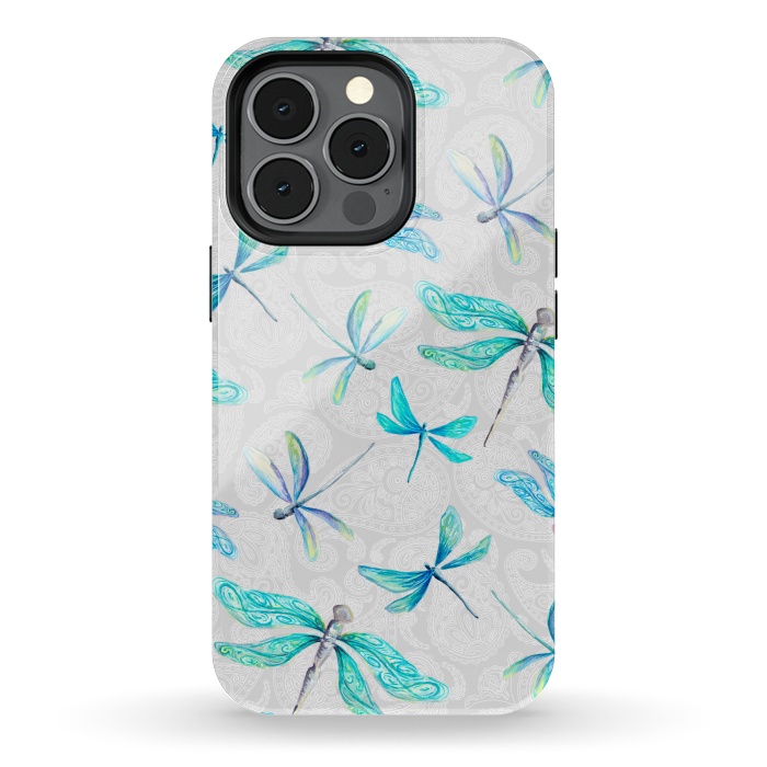 iPhone 13 pro StrongFit Dragonflies on Paisley by gingerlique