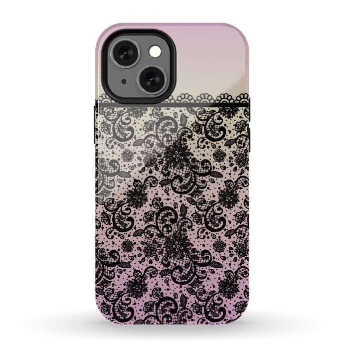 iPhone 13 mini StrongFit Black lace Purple Ombre by Quirk It Up