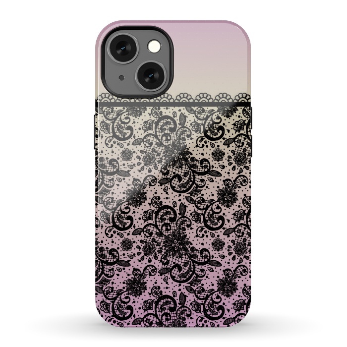 iPhone 13 StrongFit Black lace Purple Ombre by Quirk It Up