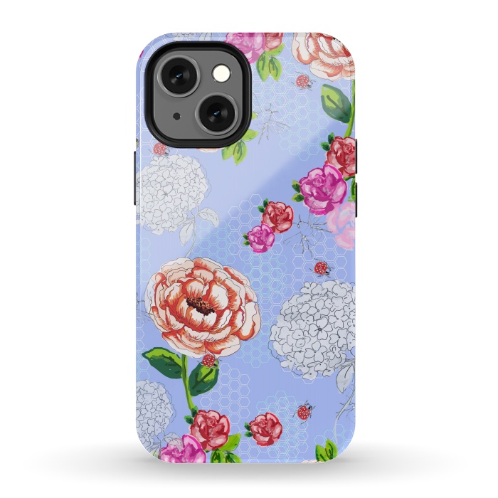 iPhone 13 mini StrongFit Bee Garden Blue by MUKTA LATA BARUA