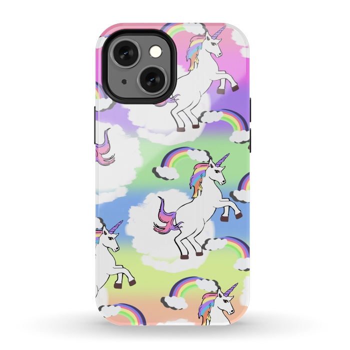 iPhone 13 mini StrongFit Rainbow Unicorns by MUKTA LATA BARUA