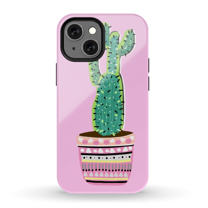 iPhone 13 mini StrongFit Pink Cacti by MUKTA LATA BARUA