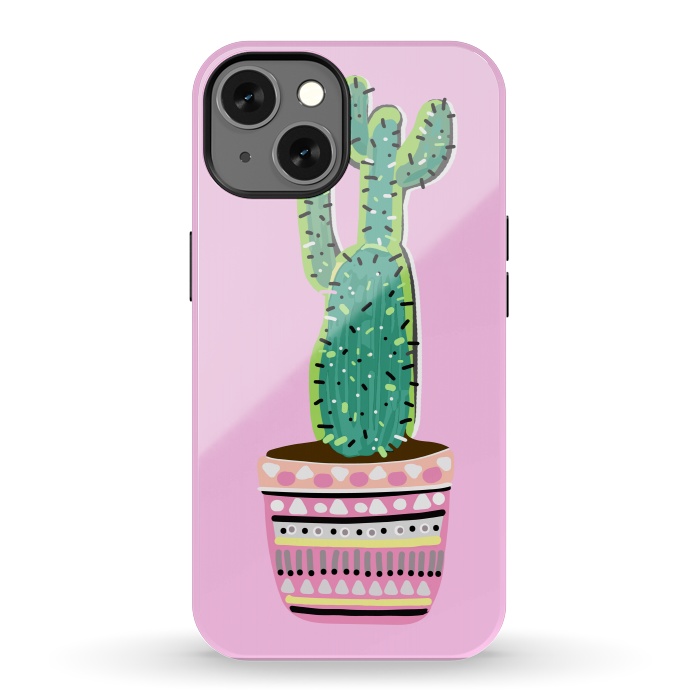 iPhone 13 StrongFit Pink Cacti by MUKTA LATA BARUA