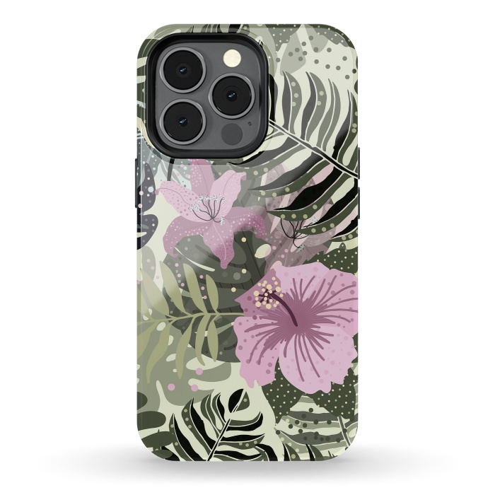 iPhone 13 pro StrongFit Pastel Green Pink Aloha Tropical Jungle by  Utart