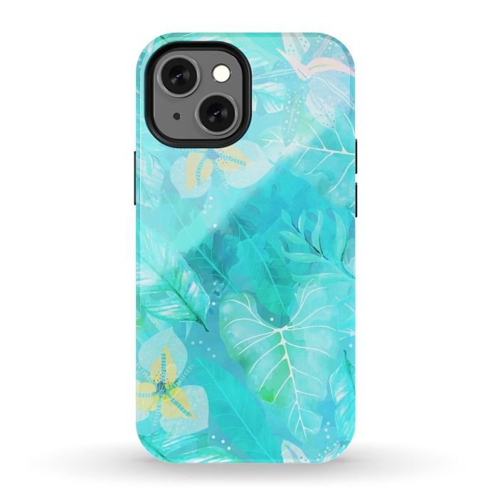 iPhone 13 mini StrongFit Teal Aloha Jungle by  Utart