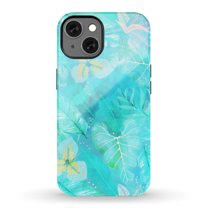 iPhone 13 StrongFit Teal Aloha Jungle by  Utart