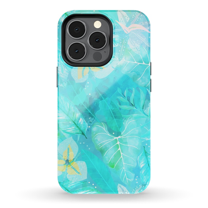 iPhone 13 pro StrongFit Teal Aloha Jungle by  Utart