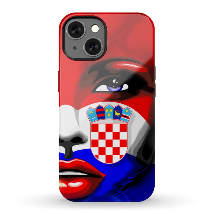 iPhone 13 StrongFit Croatia Flag Beautiful Girl Portrait by BluedarkArt