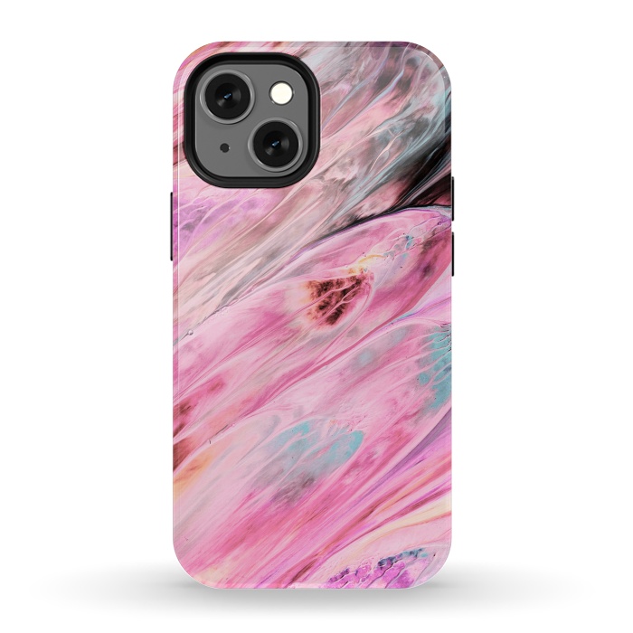 iPhone 13 mini StrongFit Pink and Black Ink Marble by  Utart