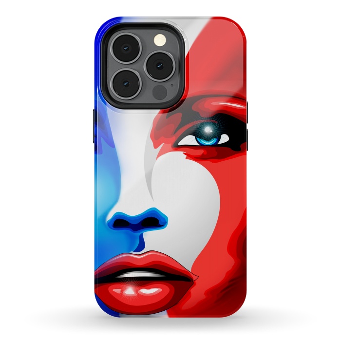 iPhone 13 pro StrongFit France Flag Beautiful Girl Portrait by BluedarkArt