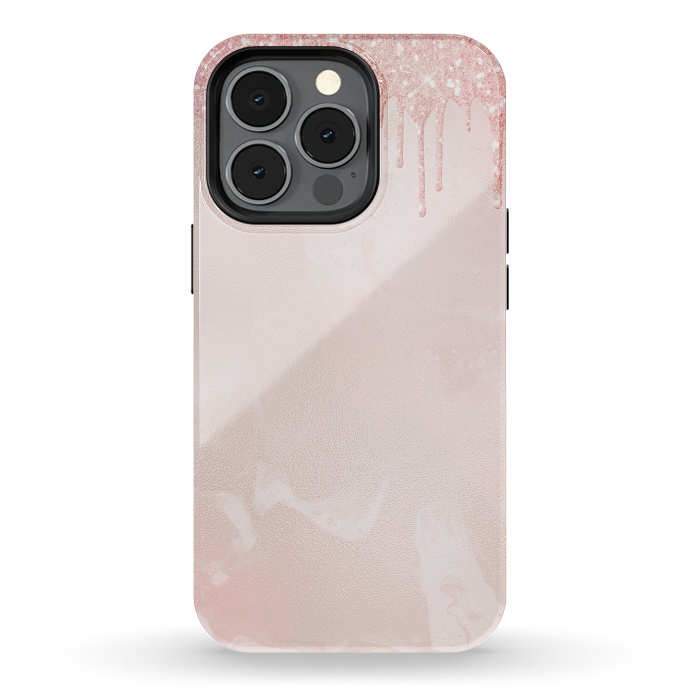 iPhone 13 pro StrongFit Pink Glitter Rain  by  Utart