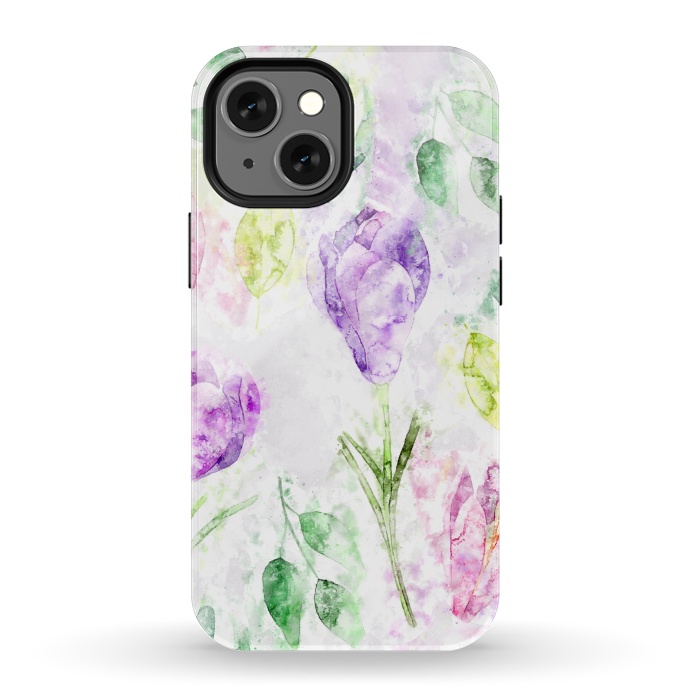 iPhone 13 mini StrongFit Watercolor Flora by Creativeaxle