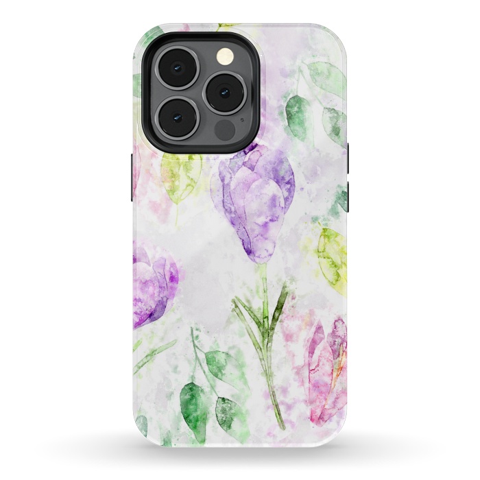 iPhone 13 pro StrongFit Watercolor Flora by Creativeaxle