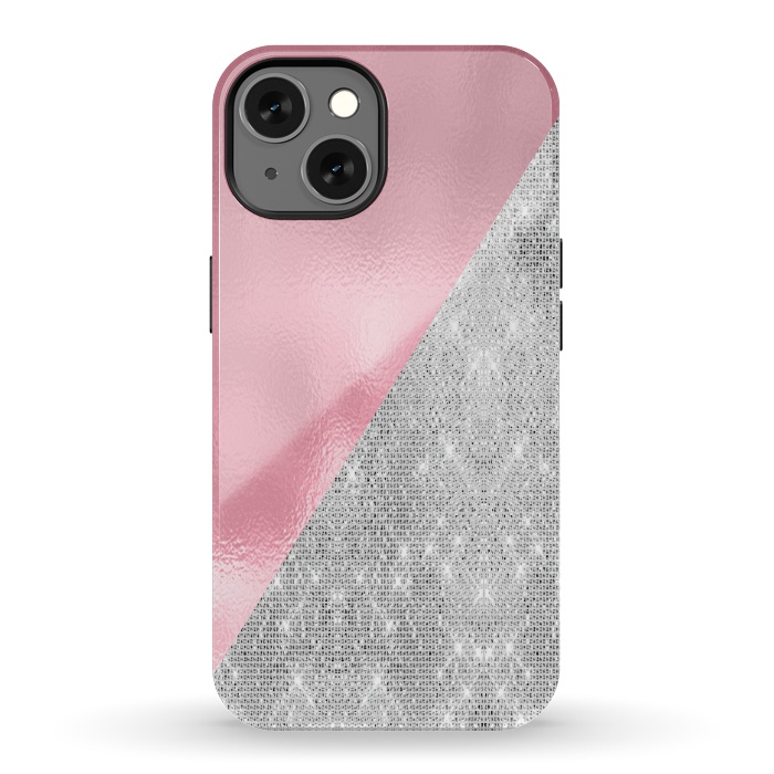 iPhone 13 StrongFit Pink Silver Glitter  by Alemi