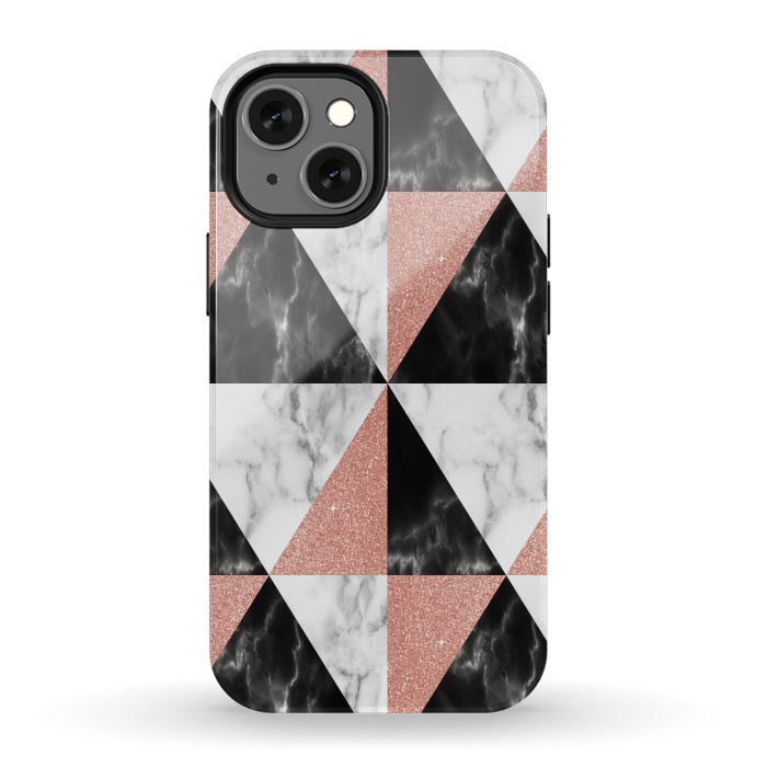 iPhone 13 mini StrongFit Marble Triangles Geometric by Alemi