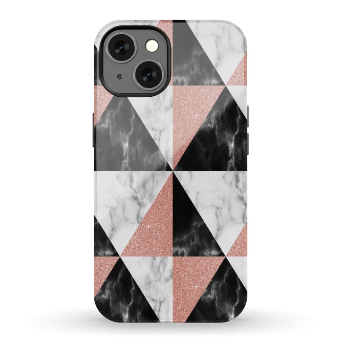 iPhone 13 StrongFit Marble Triangles Geometric by Alemi