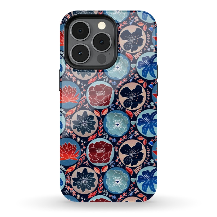 iPhone 13 pro StrongFit Moody Polka Dot Floral  by Tigatiga