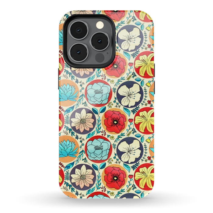 iPhone 13 pro StrongFit Polka Dot Floral On Cream by Tigatiga