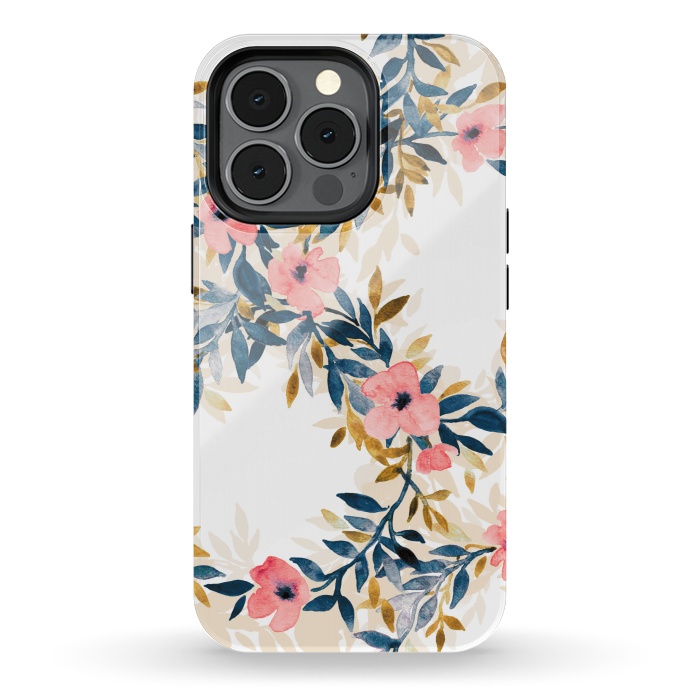iPhone 13 pro StrongFit Spring Blossom Watercolor Wreath by Micklyn Le Feuvre