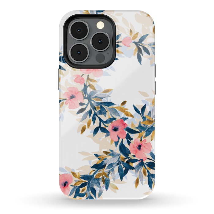 iPhone 13 pro StrongFit Fresh Pink Watercolor Floral Wreaths by Micklyn Le Feuvre
