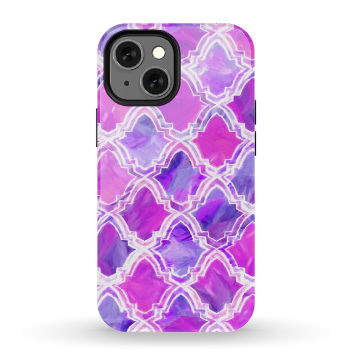 iPhone 13 mini StrongFit Marrakesh Inspired Moroccan In Magenta & Purple by Tigatiga