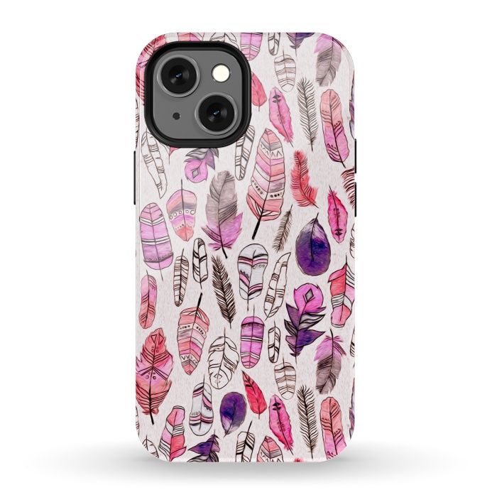 iPhone 13 mini StrongFit Pink Feathers  by Tigatiga