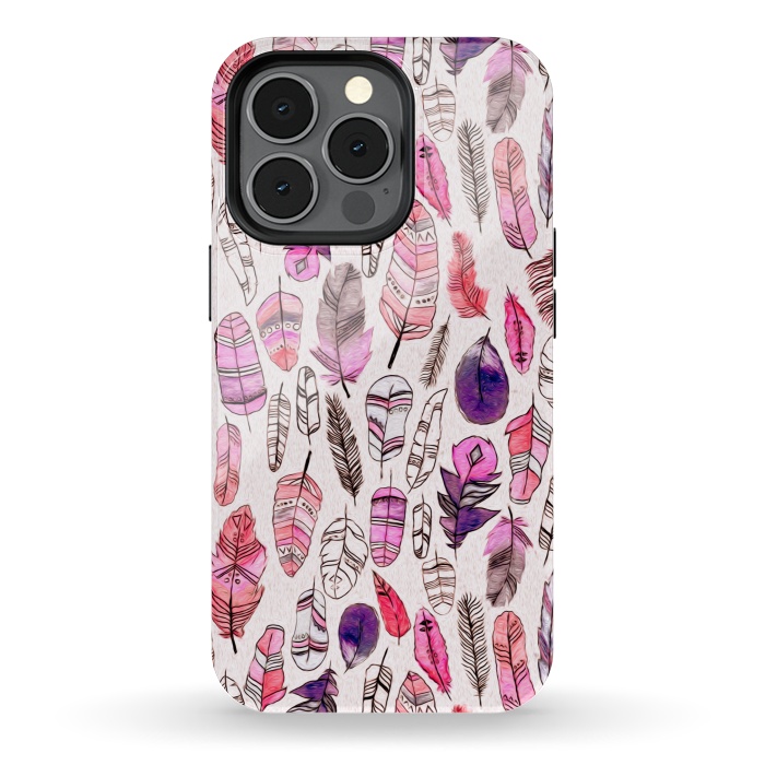 iPhone 13 pro StrongFit Pink Feathers  by Tigatiga