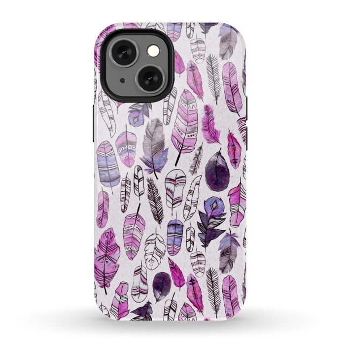 iPhone 13 mini StrongFit Purple Feathers  by Tigatiga