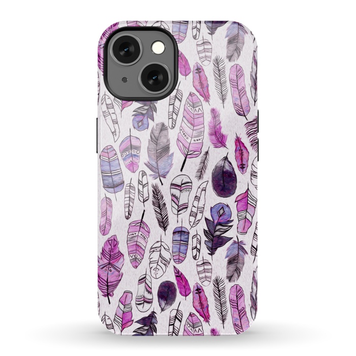 iPhone 13 StrongFit Purple Feathers  by Tigatiga