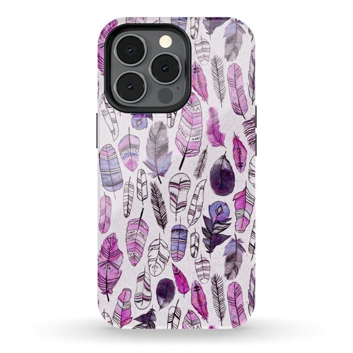 iPhone 13 pro StrongFit Purple Feathers  by Tigatiga