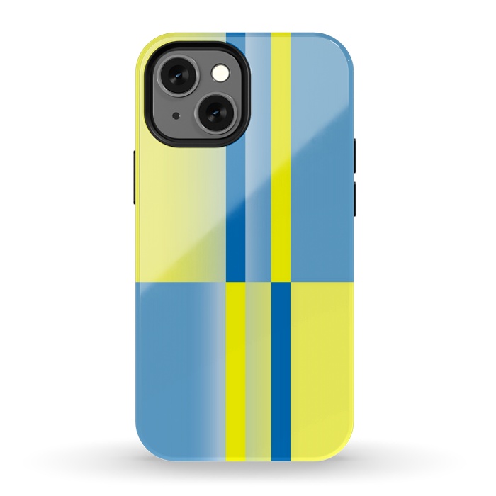 iPhone 13 mini StrongFit yellow blue lines pattern by MALLIKA