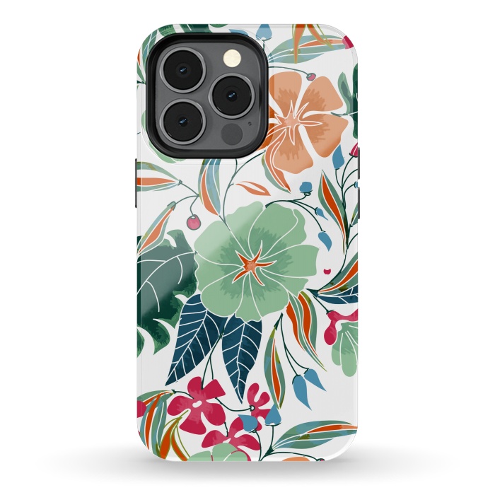 iPhone 13 pro StrongFit Minty + Rust Floral by Uma Prabhakar Gokhale