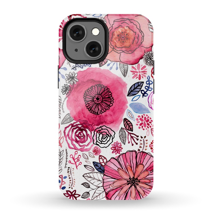 iPhone 13 mini StrongFit Pink Floral Mix  by Tigatiga