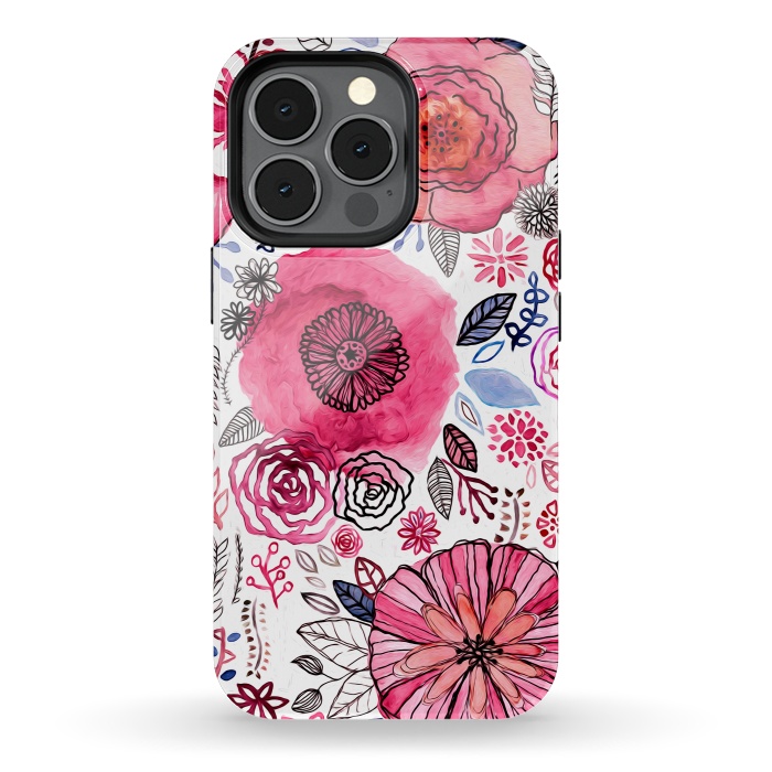 iPhone 13 pro StrongFit Pink Floral Mix  by Tigatiga