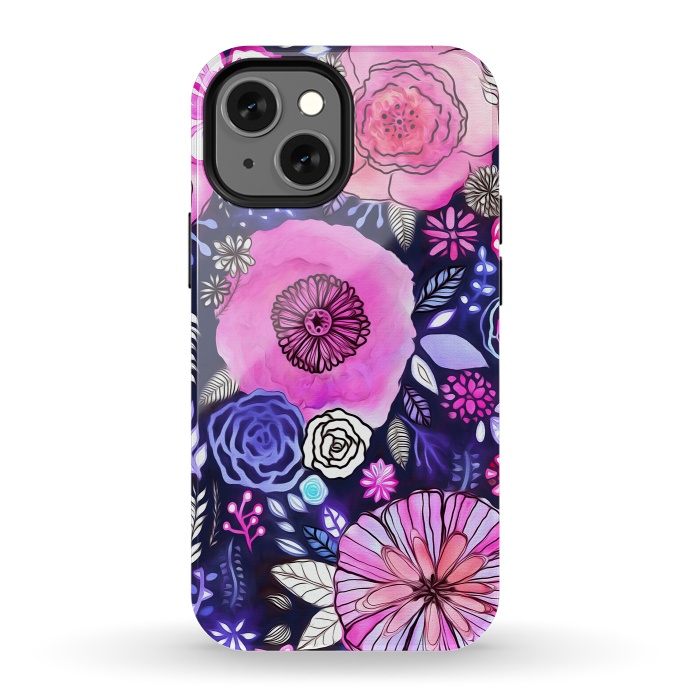 iPhone 13 mini StrongFit Magenta Floral Mix  by Tigatiga