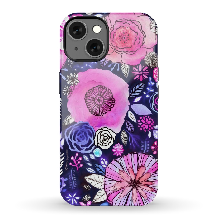 iPhone 13 StrongFit Magenta Floral Mix  by Tigatiga