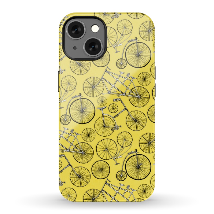 iPhone 13 StrongFit Vintage Bicycles on Yellow  by Tigatiga