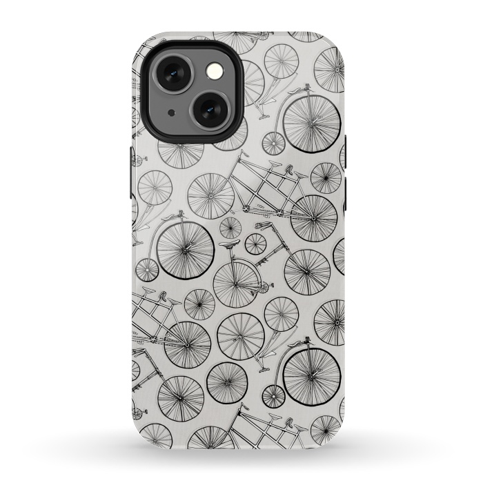 iPhone 13 mini StrongFit Vintage Bicycles on Grey  by Tigatiga