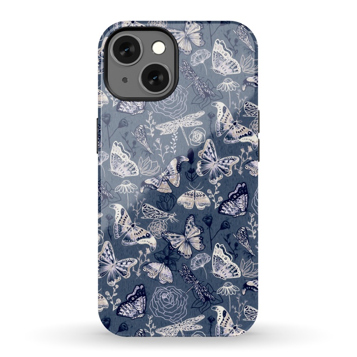 iPhone 13 StrongFit Butterflies, Dragonflies and Moths on Navy  by Tigatiga