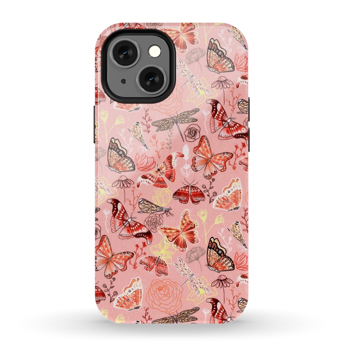 iPhone 13 mini StrongFit Warm Butterflies, Dragonflies and Moths  by Tigatiga