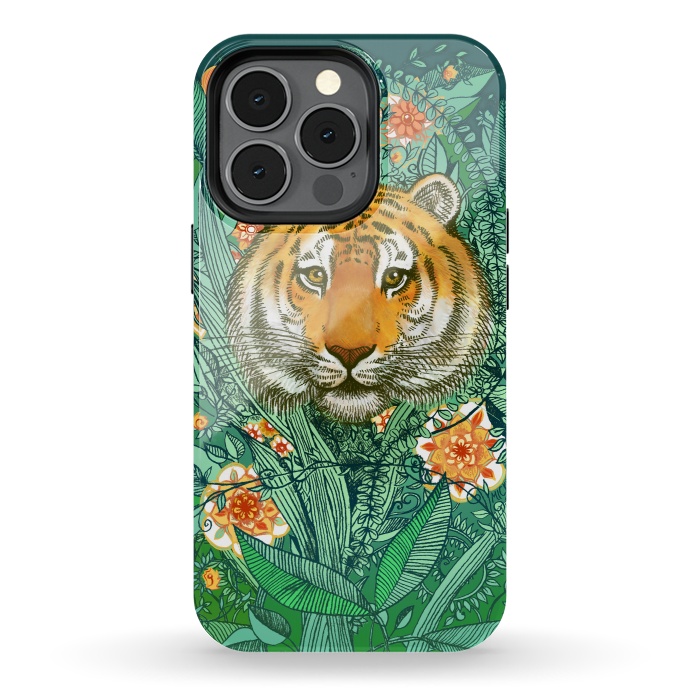 iPhone 13 pro StrongFit Tiger Tangle in Color by Micklyn Le Feuvre