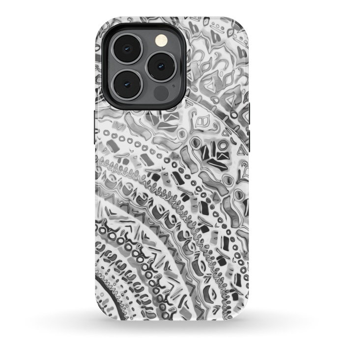 iPhone 13 pro StrongFit Black & White Mandala  by Tigatiga
