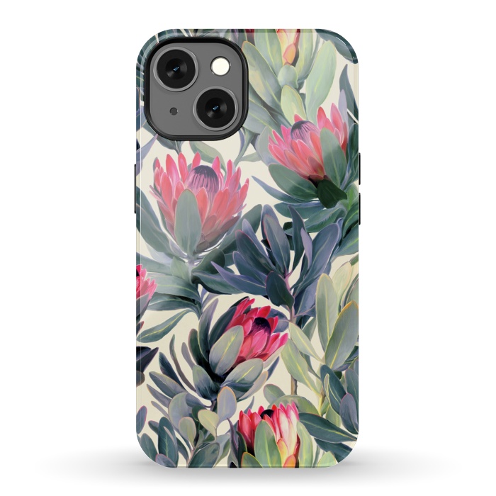 iPhone 13 StrongFit Painted Protea Pattern by Micklyn Le Feuvre