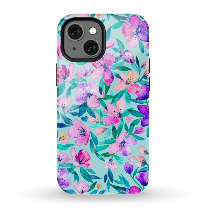 iPhone 13 mini StrongFit Happy Spring Floral in Watercolor by Micklyn Le Feuvre