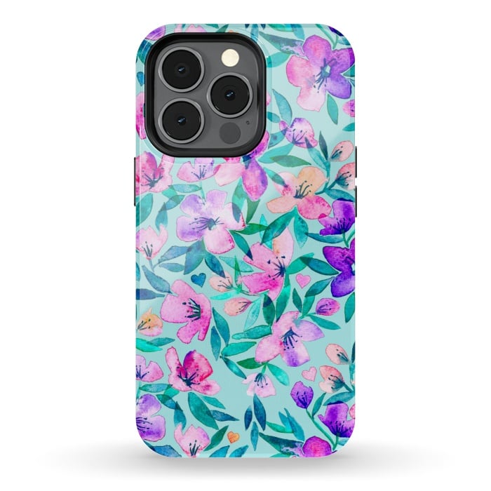 iPhone 13 pro StrongFit Happy Spring Floral in Watercolor by Micklyn Le Feuvre