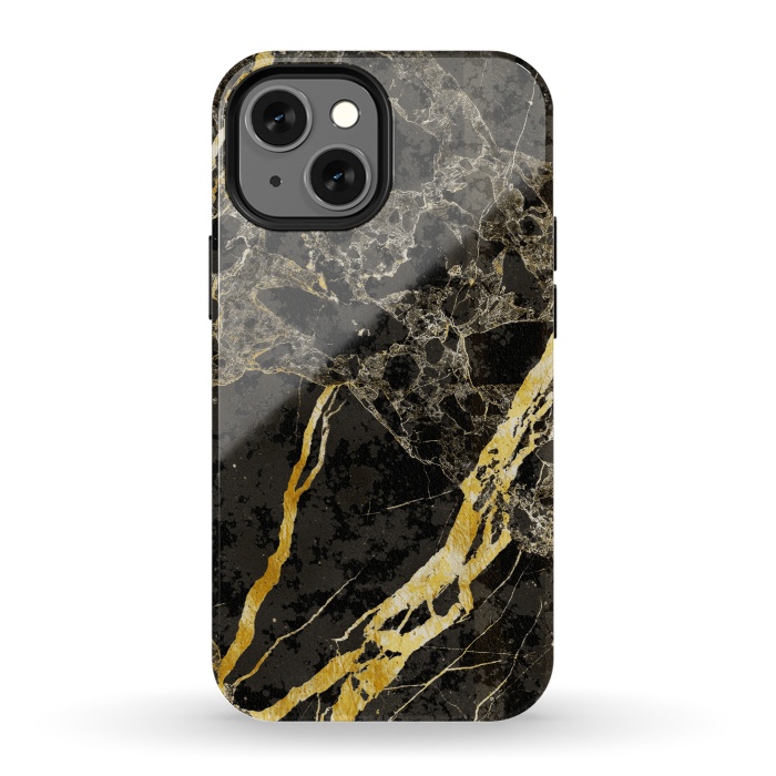 iPhone 13 mini StrongFit Grey gold elegant marble by Oana 