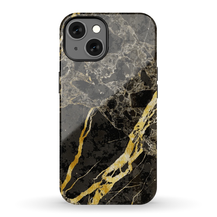 iPhone 13 StrongFit Grey gold elegant marble by Oana 
