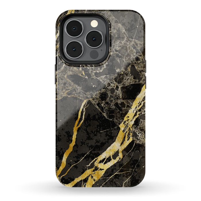 iPhone 13 pro StrongFit Grey gold elegant marble by Oana 
